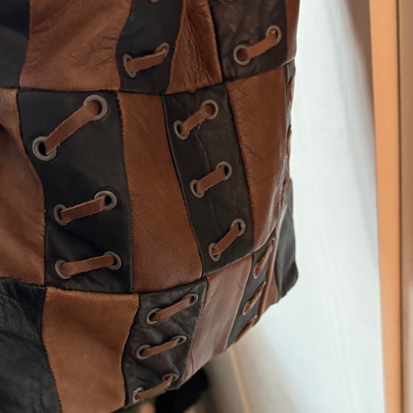 Brown and Black Patchwork Tote Bag - Picture 5 of 5